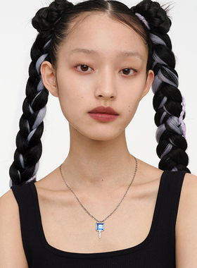 YURITAN蓝钻爱心钥匙项链原创