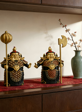 新中式门神哼哈二将玄关摆件