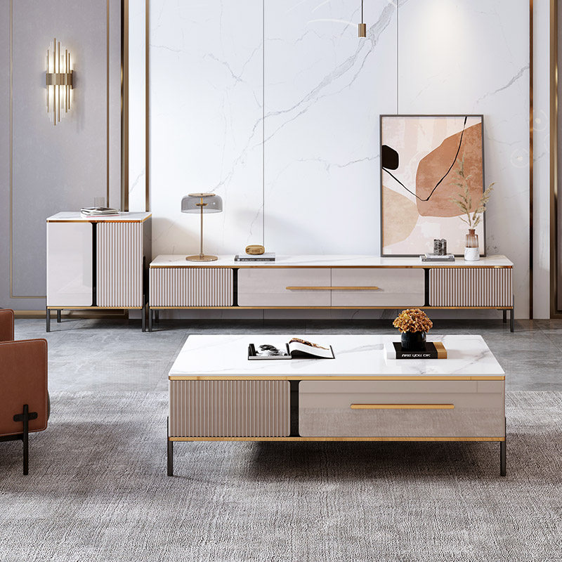 2021年新款茶几电视柜轻奢岩板组合现代简约小户型客厅卧室北欧