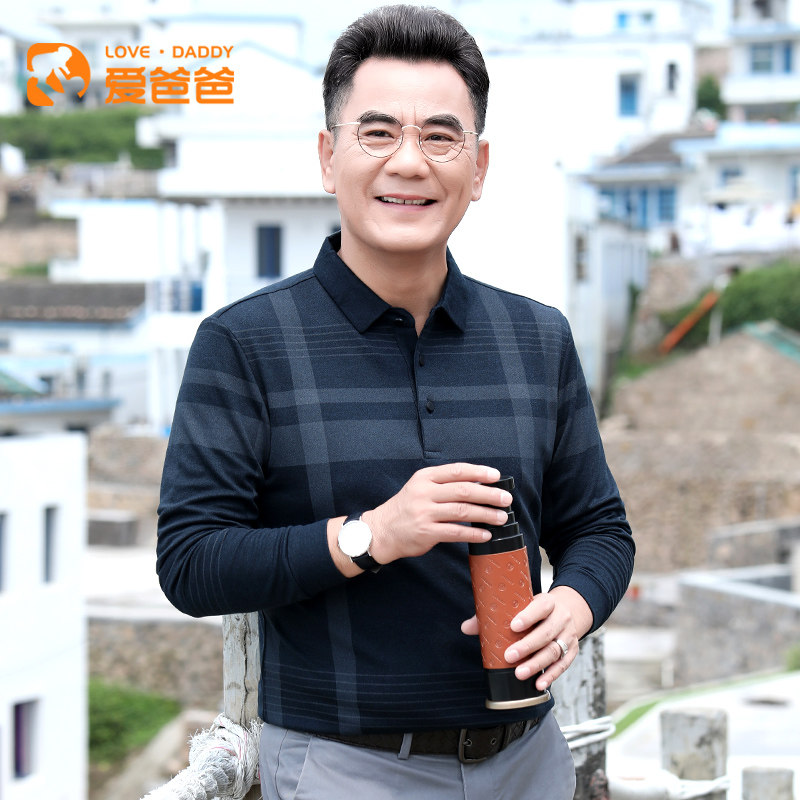 爱爸爸中老年男士长袖40-50岁t恤 爱爸爸T恤