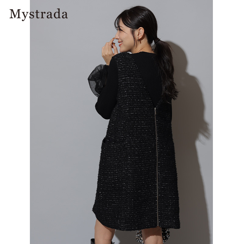 Mystrada2023秋冬含羊毛拉链背带马甲式连衣裙33464490 - 图2