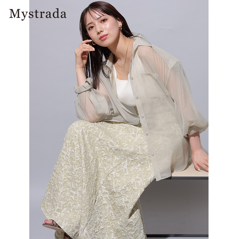 Mystrada2023新品无袖背心薄衬衫两件套上衣33259010 - 图3