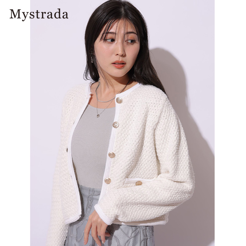 Mystrada2024早春新品金属扣封边设计短款外套34153550 - 图1