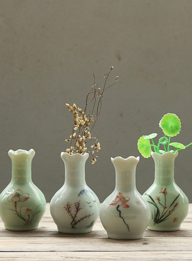 小花瓶陶瓷迷你桌面手绘水培插花