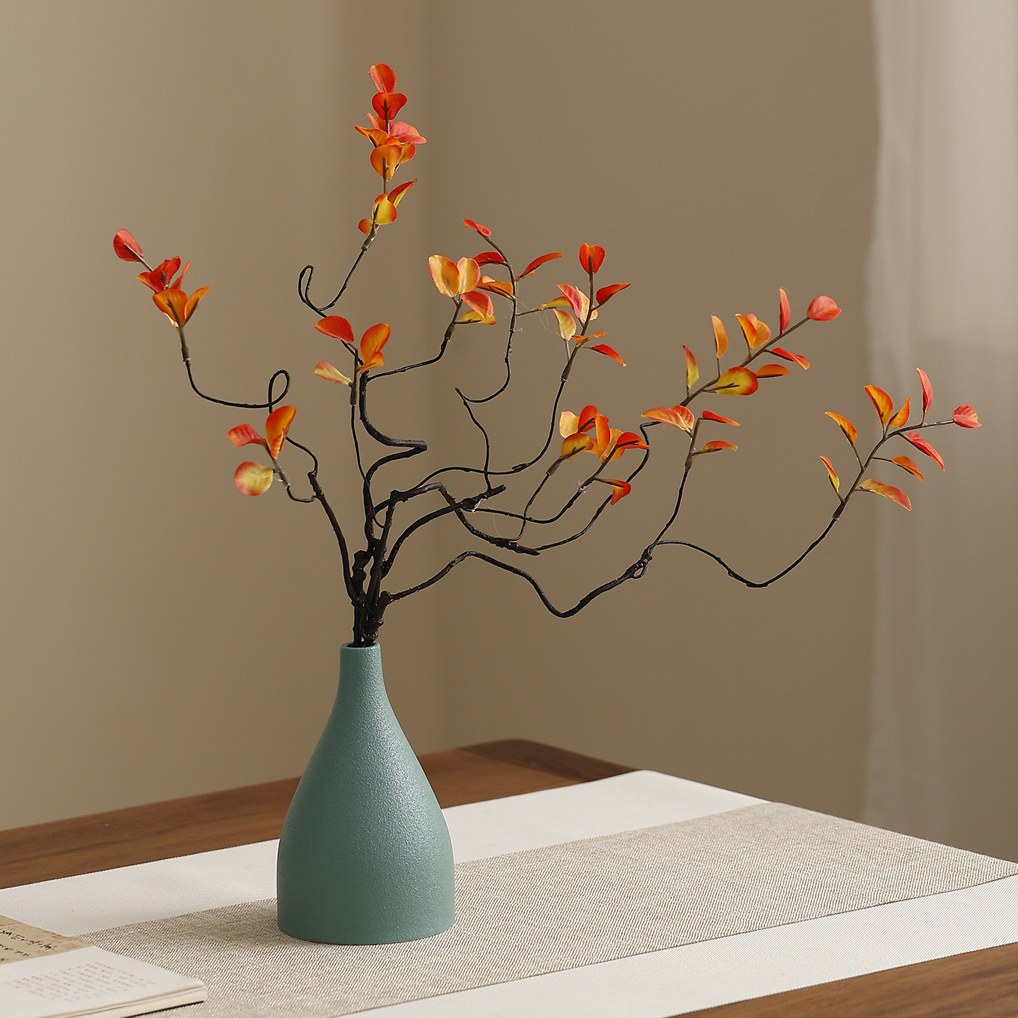 新中式禅意花瓶摆件客厅插花红叶假花茶几桌面家居装饰摆设高级感,淘宝优惠券,粉丝福利购,淘宝优惠卷