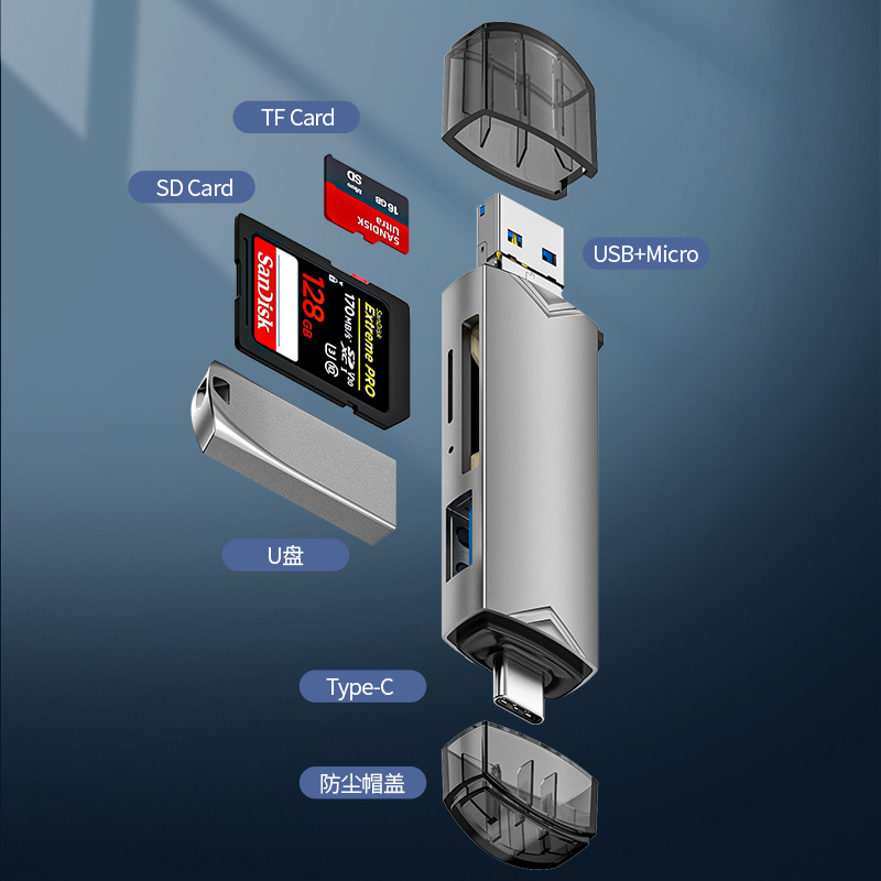 读卡器储存卡sd卡tf卡万能多功能usb3.0高速内存卡转typec电脑U盘两用otg行车记录仪通用相机手机ccd单反ms卡