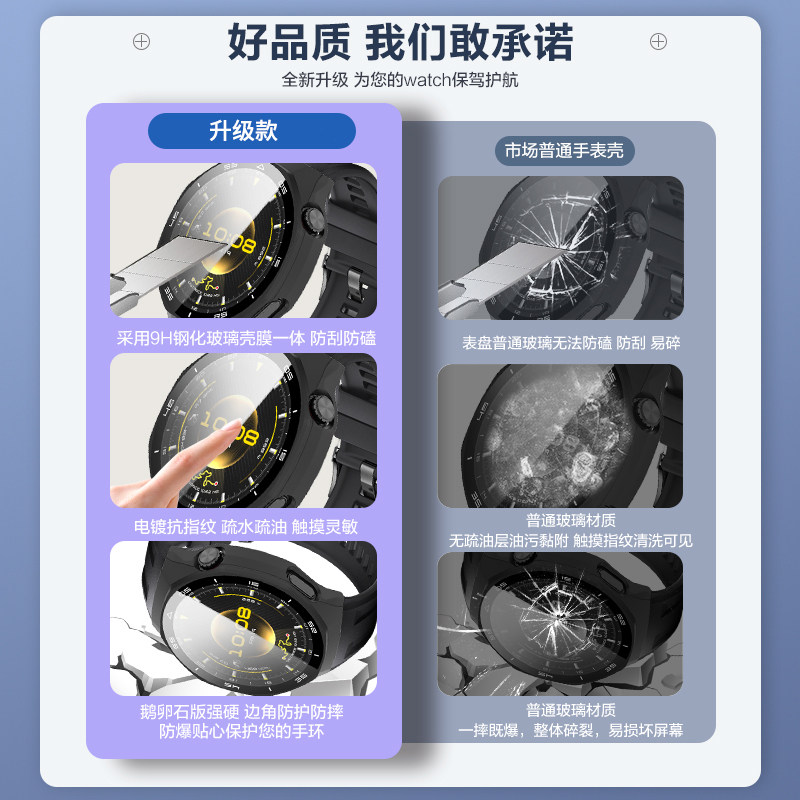 适用华为GT6pro手表保护壳gt6钢化膜gt5一体全包保护套watchgt6运动46智能gt4手表壳41mm屏幕防摔防刮硬贴膜,淘宝优惠券,粉丝福利购,淘宝优惠卷