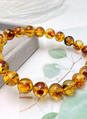 天然蜜蜡黄色手串净水时尚琥珀