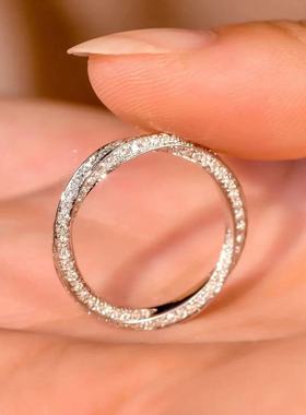 【乌斯满钻排戒】S925银镀金莫桑石女戒指个性款