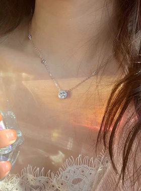 圆包泡泡项链轻奢小众颈链纯银莫桑钻锁骨链春夏防过敏爆款潮