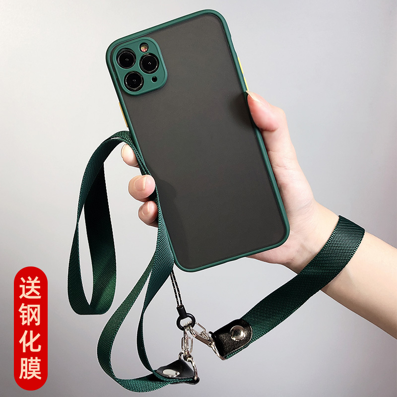 带挂绳挂脖适用于苹果11手机壳摄像头全包iPhonex磨砂硅胶7/8plus镜头防摔SE2潮牌网红男女款promax透明XR套 - 图0