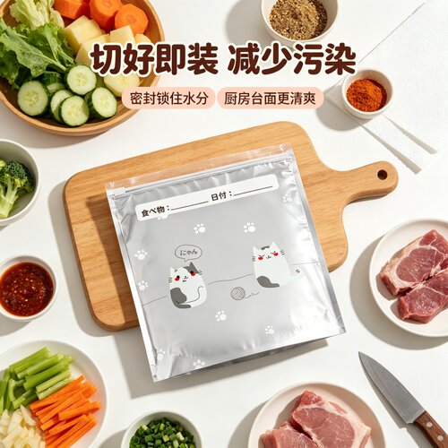 冰箱专用食品级铝箔保鲜袋避光防氧冷冻冷藏自封拉链式食物分装袋 - 图0