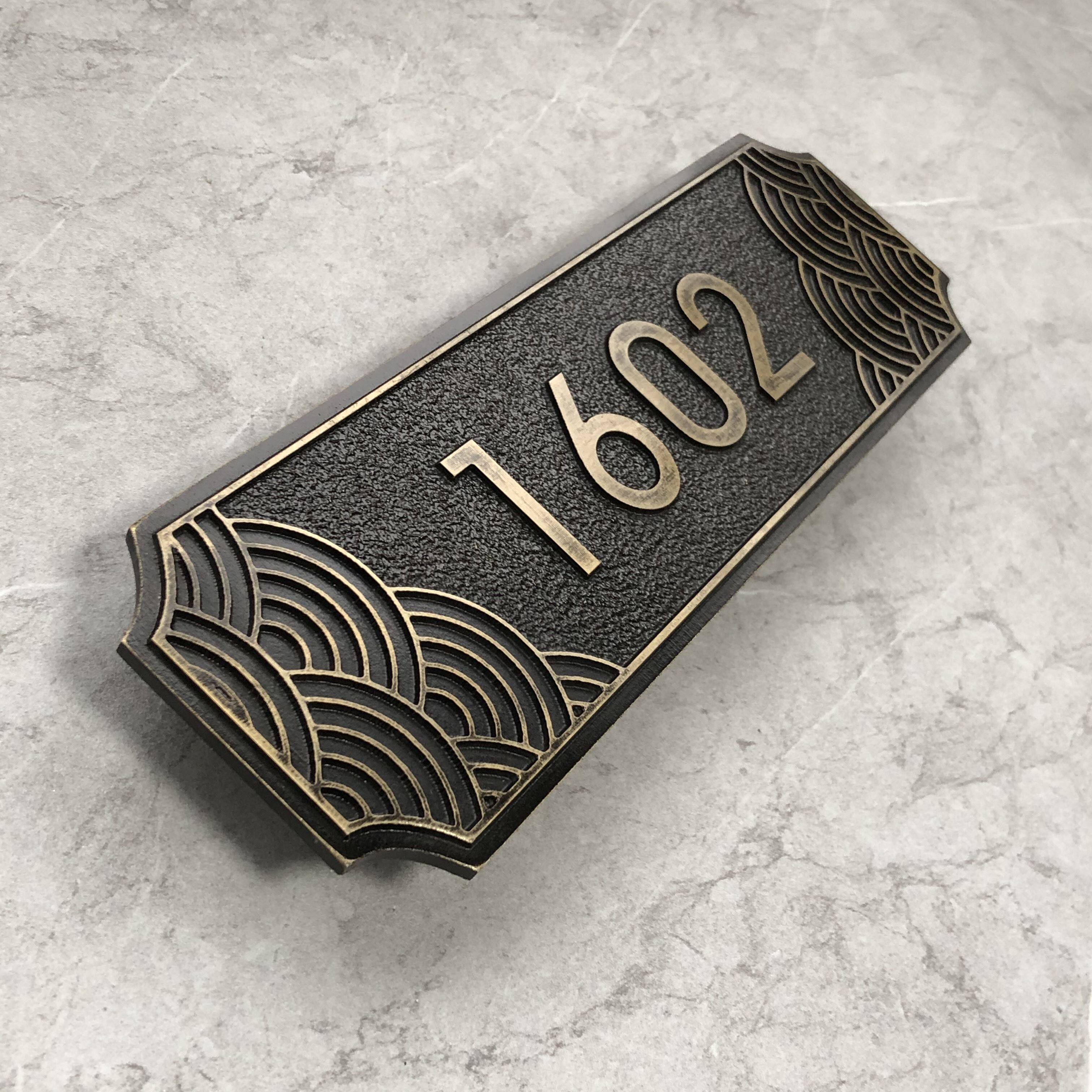 简约家用住宅别墅标识牌定制高档立体浮雕工艺铝合金纯铜材质门牌