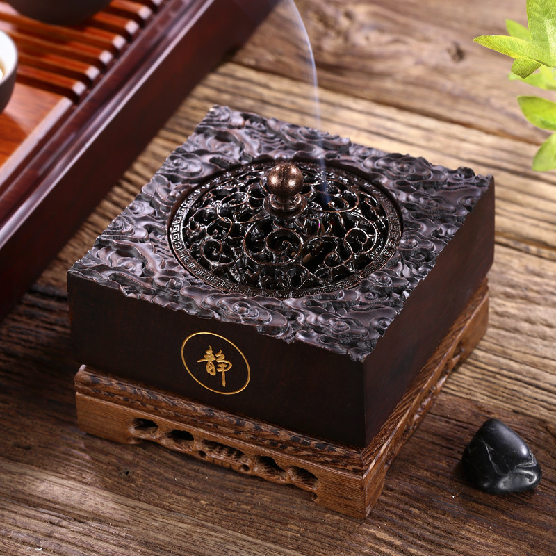 复古黑檀实木香炉家用室内中式香薰炉盘香炉供奉茶道摆件创意安神,淘宝优惠券,粉丝福利购,淘宝优惠卷