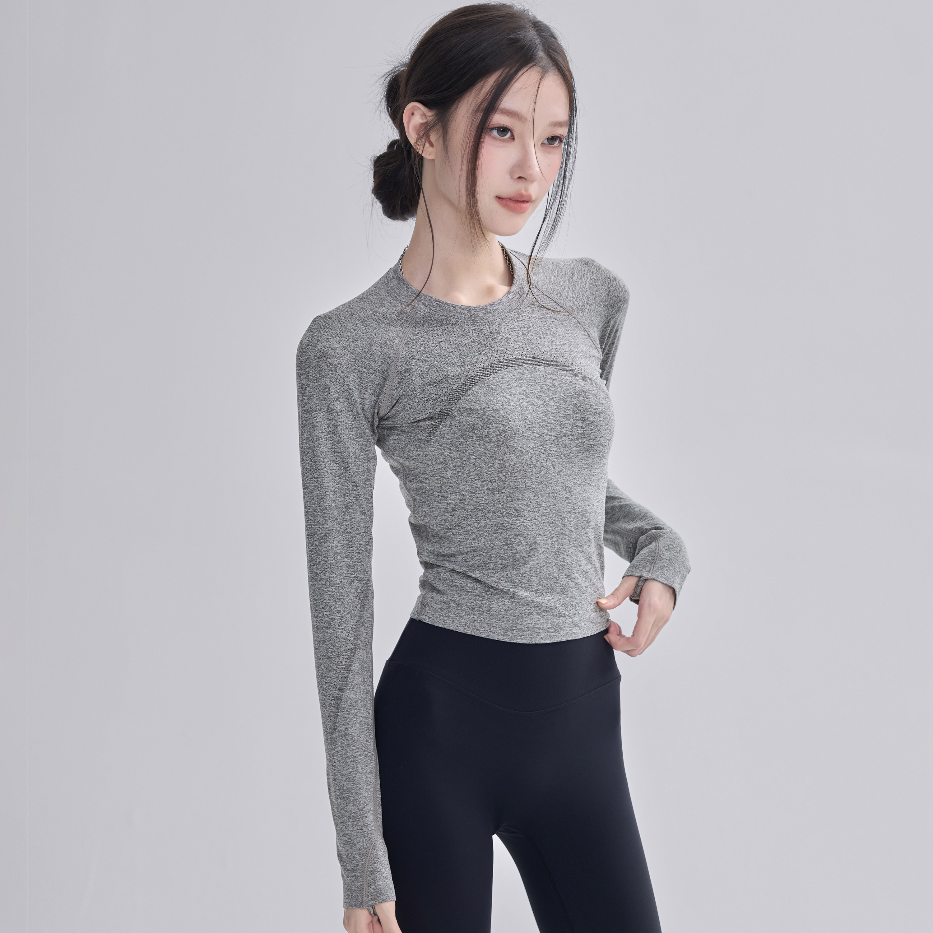 2025新款瑜伽服女正肩紧身显瘦长袖弹力健身跑步运动上衣T恤初秋,淘宝优惠券,粉丝福利购,淘宝优惠卷