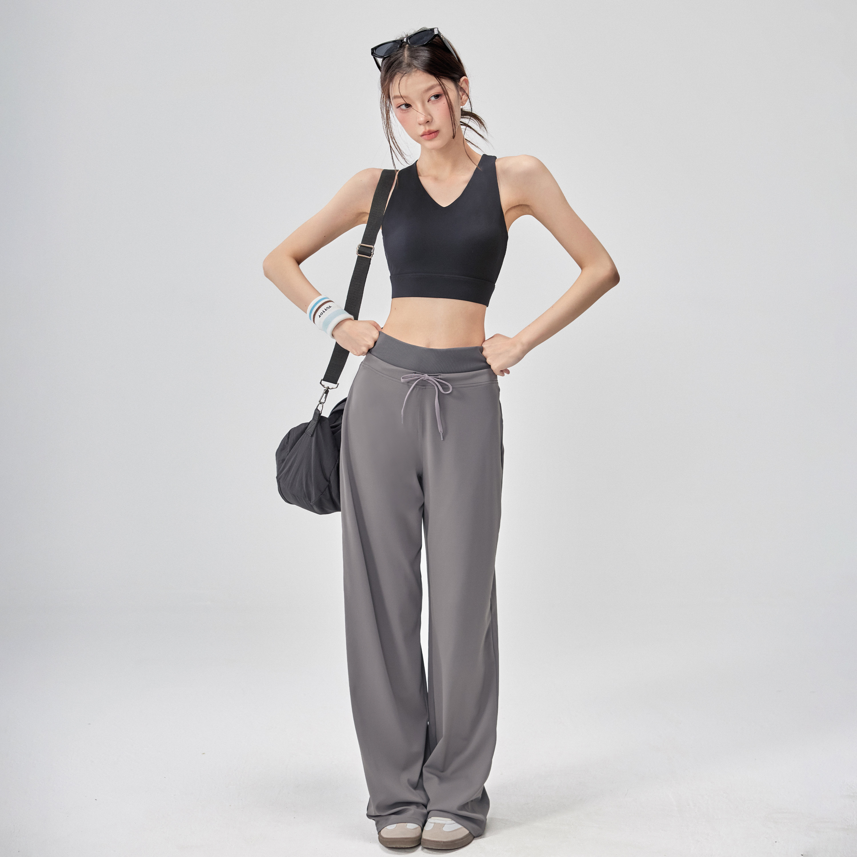 秋季瑜伽长裤女普拉提训练宽松直筒健身裤速干运动阔腿裤,淘宝优惠券,粉丝福利购,淘宝优惠卷