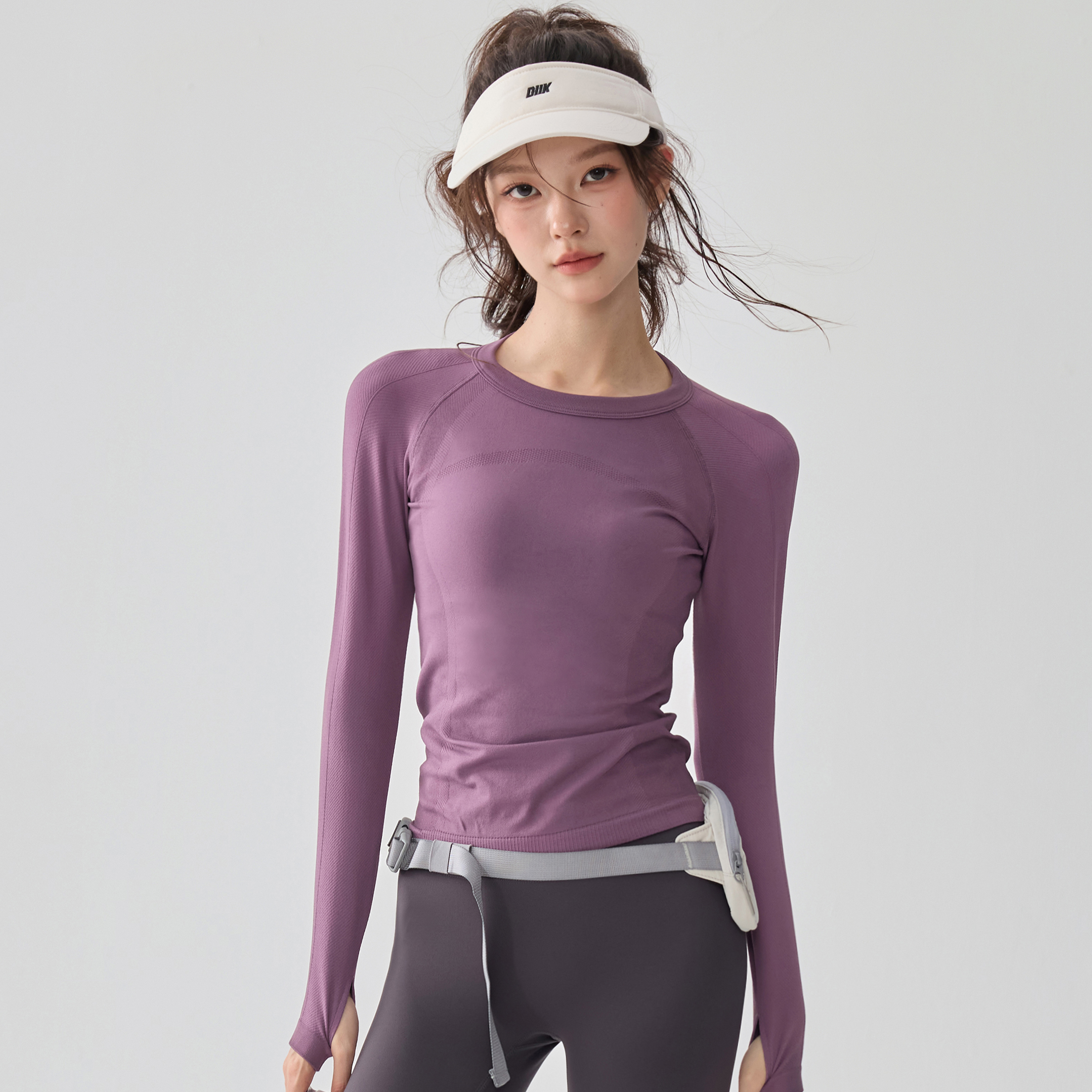 瑜伽服女速干运动健身上衣专业普拉提跑步训练弹力修身长袖T恤秋 - 图0