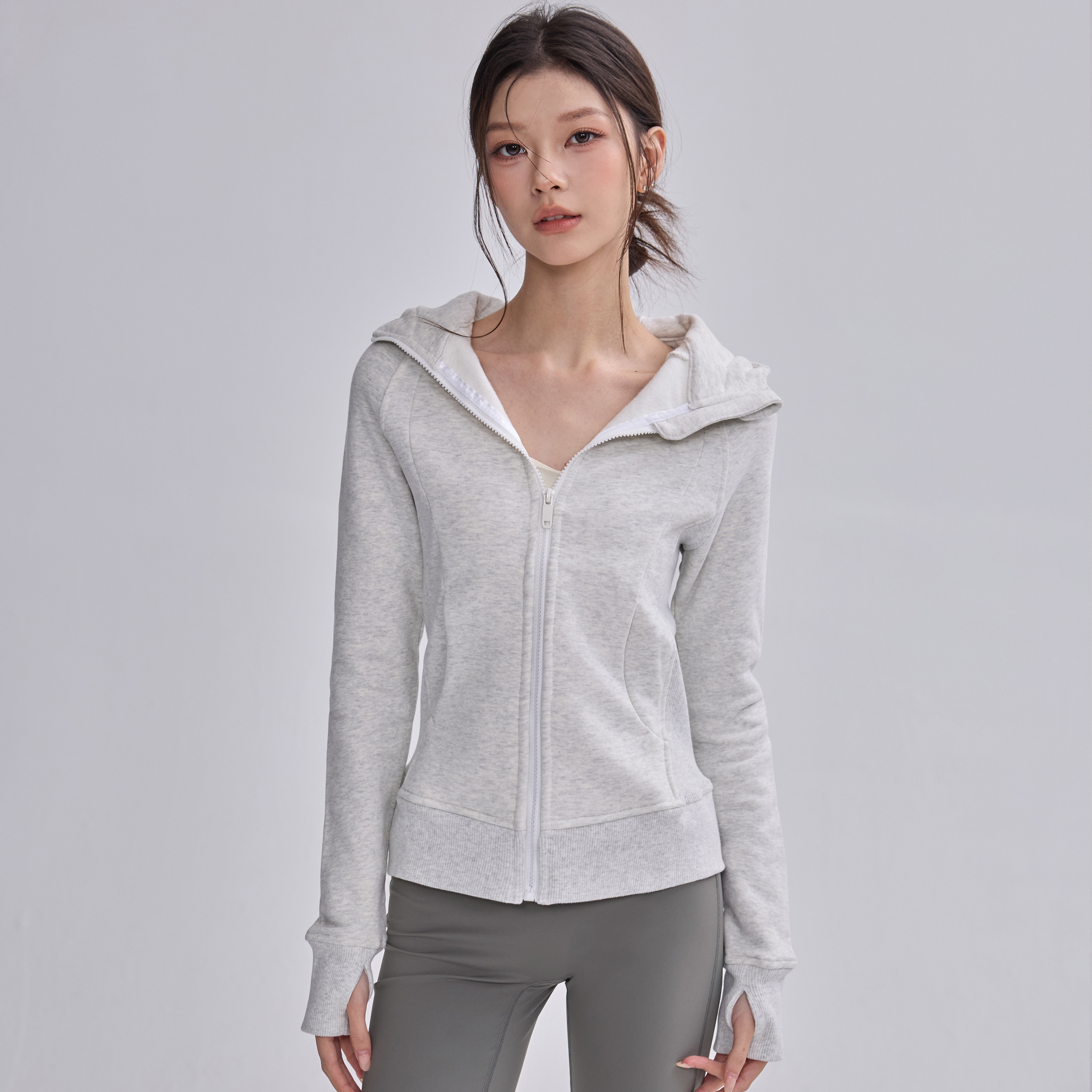 加绒瑜伽服外套女加厚连帽运动普拉提开衫跑步训练健身长袖上衣冬,淘宝优惠券,粉丝福利购,淘宝优惠卷