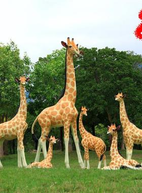 玻璃钢仿真长颈鹿雕塑户外景区公园林景观动物园大型落地装饰摆件