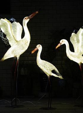 室外水景仿真白鹭雕塑户外玻璃钢白鹤摆件水池景观仙鹤装饰鸟模型