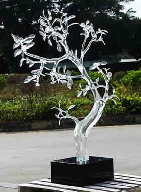 酒店大堂售楼处大型艺术雕塑透明抽象树脂装饰品设计师落地摆件