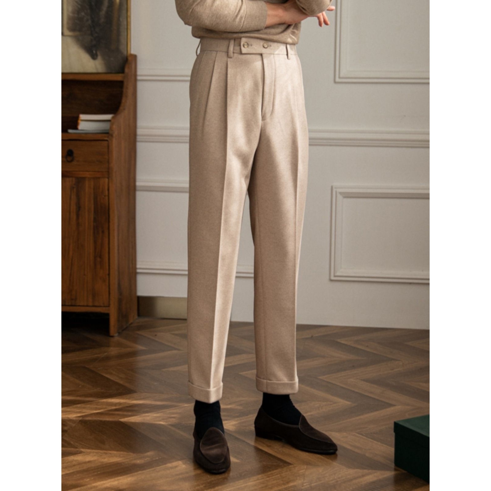 秋冬西装长裤男高级那不勒斯商务意式西裤男免烫9分毛呢西裤百搭,淘宝优惠券,粉丝福利购,淘宝优惠卷