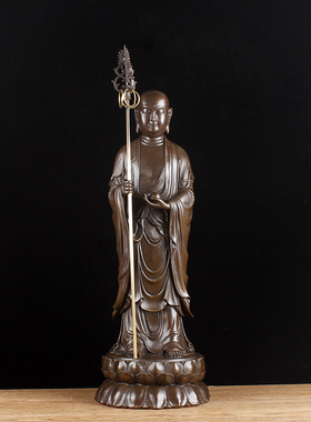 铜九华山地藏王菩萨佛像摆件客厅