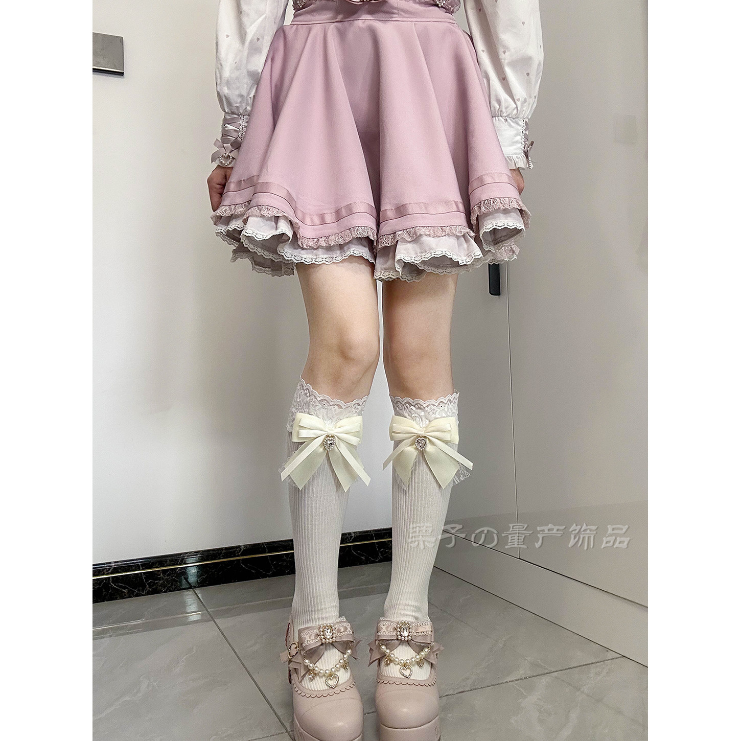 【前面蝴蝶结】日系lolita蕾蕾长筒显瘦小腿棉袜过膝棉袜清楚系,淘宝优惠券,粉丝福利购,淘宝优惠卷