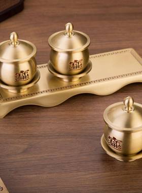 黄铜供水杯茶盏佛具用品奉供供佛供水杯供果花瓶全套装寺院圣水杯