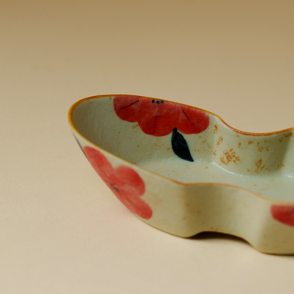 墨己手绘绯花家用高档复古元宝茶则手作陶瓷茶荷茶勺分茶器零配件 - 图0