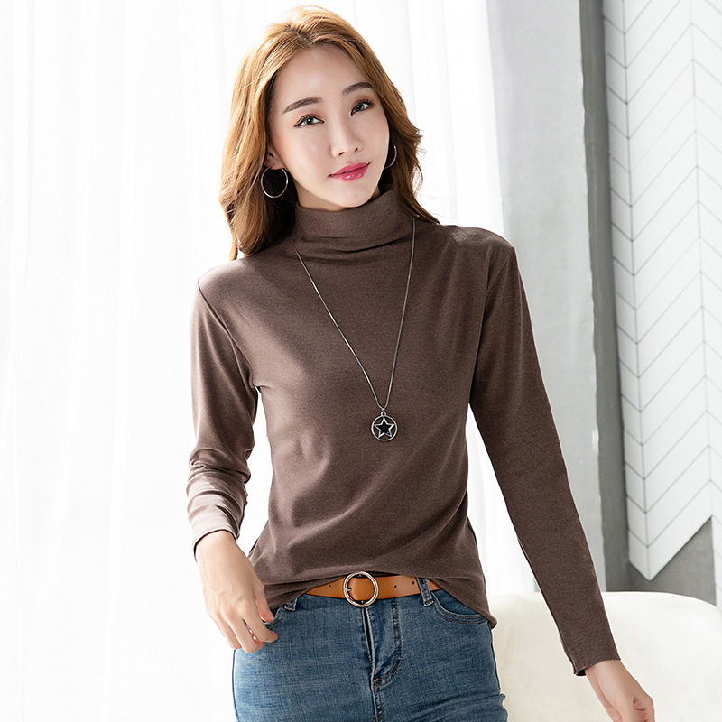 阳离子春秋新款半高领德绒打底衫 彩乐朵T恤