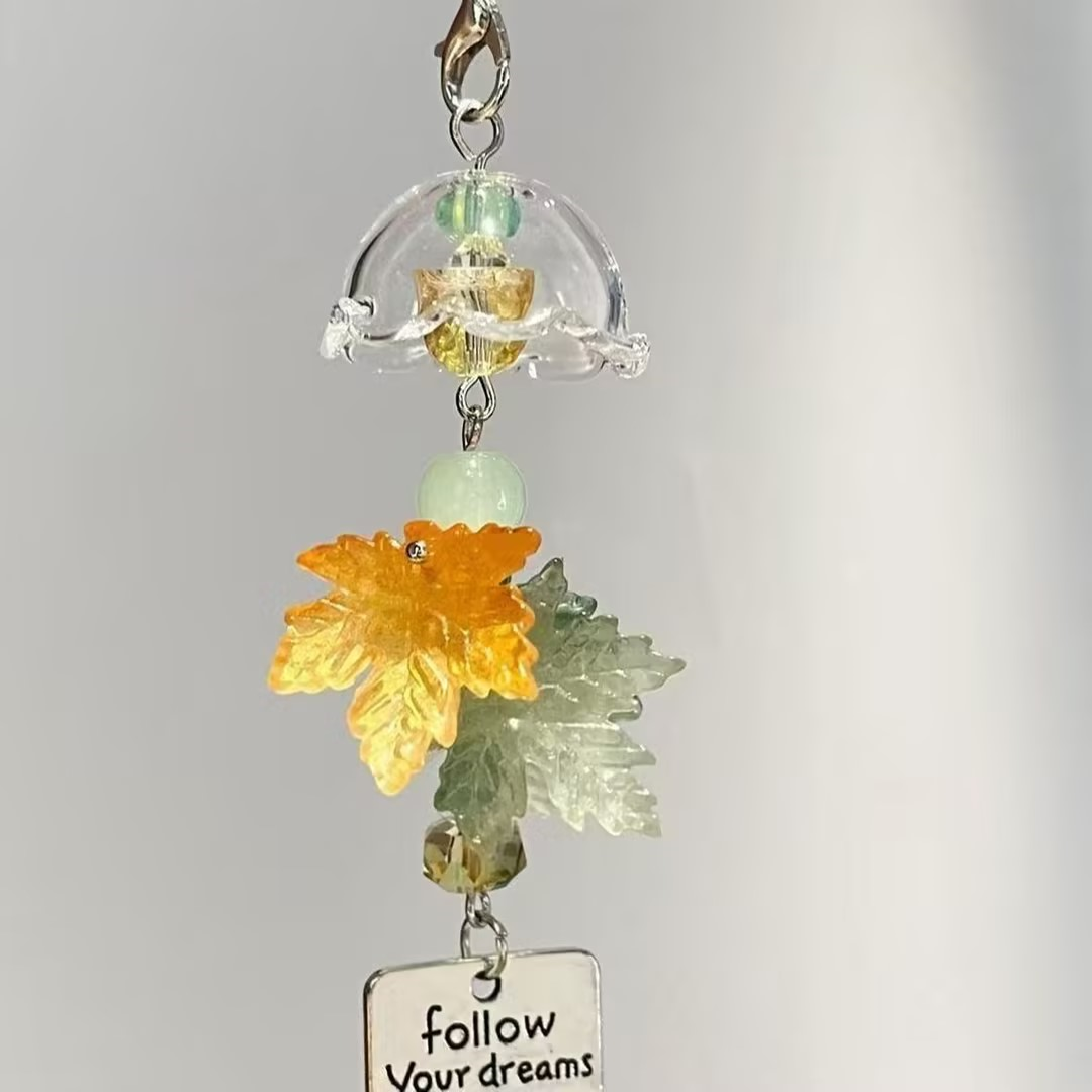 秋天的枫叶ccd风铃手机链挂饰挂件书包钥匙扣可爱高颜值装饰品,淘宝优惠券,粉丝福利购,淘宝优惠卷