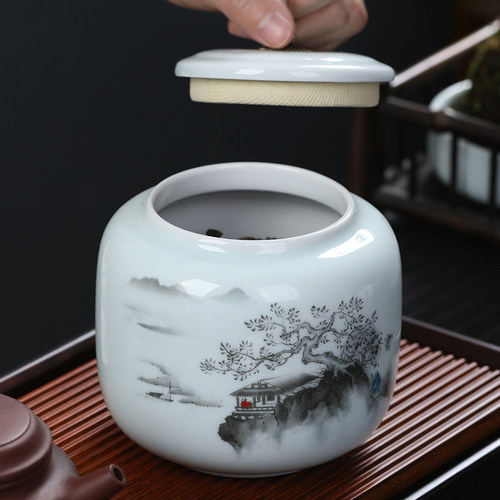 陶瓷茶叶罐茶叶包装礼盒密封罐通用存茶罐储茶罐家用绿茶红茶普洱 - 图1
