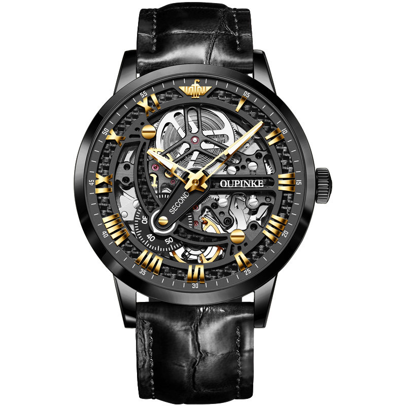 瑞士世界十大男士全自动镂空机械表 欧品客隆坤国产腕表