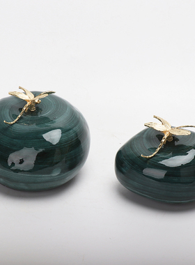 新中式风蜻蜓陶瓷样板房酒柜摆件