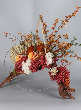 干花新中式客厅玄关吧台架构花艺