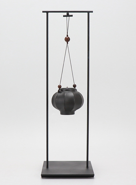 现代铁艺陶瓷倒流香炉禅意摆件