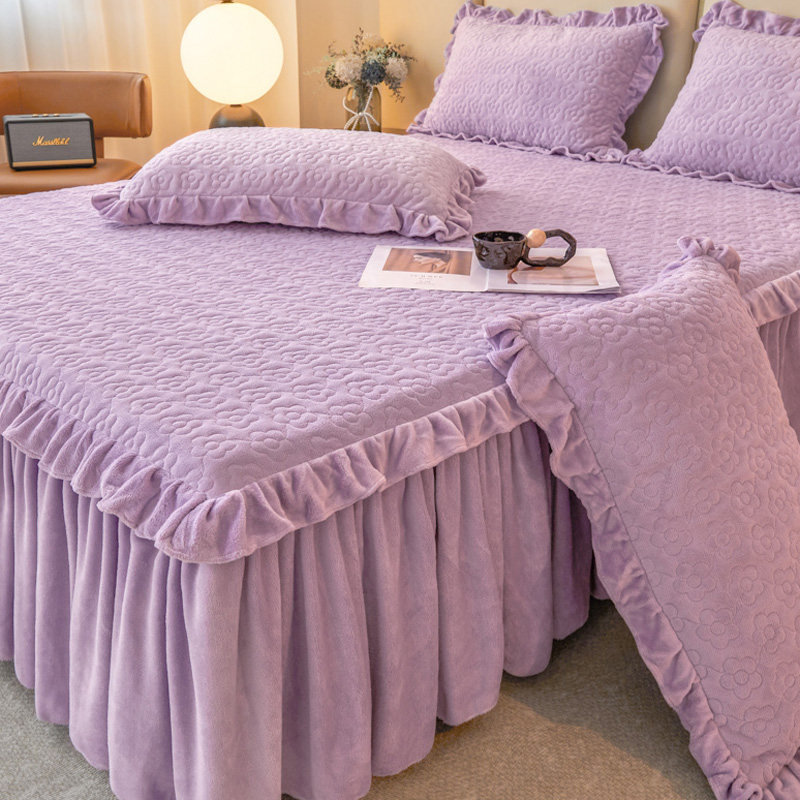 二合一床笠式床裙单件保暖牛奶绒防滑保护罩夹棉加厚珊瑚绒床套罩,淘宝优惠券,粉丝福利购,淘宝优惠卷