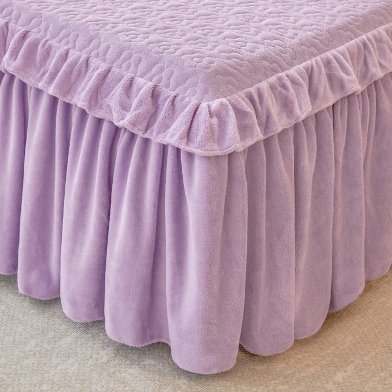 二合一床笠式床裙单件保暖牛奶绒防滑保护罩夹棉加厚珊瑚绒床套罩,淘宝优惠券,粉丝福利购,淘宝优惠卷