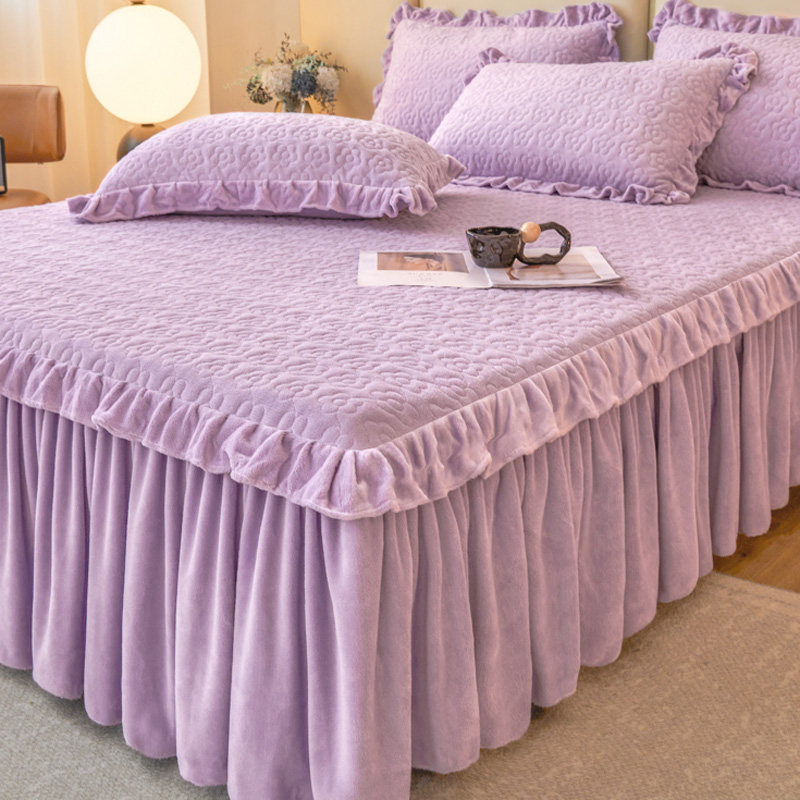 二合一床笠式床裙单件保暖牛奶绒防滑保护罩夹棉加厚珊瑚绒床套罩,淘宝优惠券,粉丝福利购,淘宝优惠卷