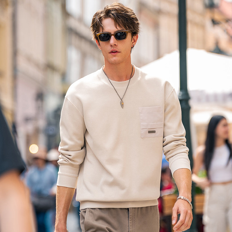 MrBu布先生长袖T恤宽松梭织上衣男款休闲卫衣秋冬圆领KT15719断码,淘宝优惠券,粉丝福利购,淘宝优惠卷