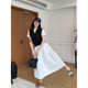 Zhang Azing summer ໃນຕອນກາງຄືນແບບ Lyocell ປອມສອງສິ້ນເສື້ອທີເຊີດແຂນສັ້ນເທິງ + ສິ້ນຊຸດສອງສິ້ນສໍາລັບແມ່ຍິງ summer