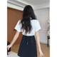 ເສື້ອຍືດແຂນສັ້ນ ພິມແບບ retro splicing + skirt A