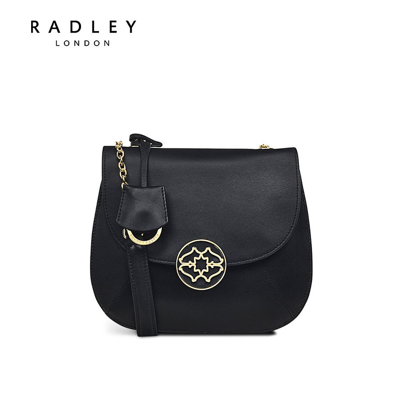 Radley23FW英国奢品牛皮酒红色斜挎马鞍包复古金属扣简约通勤约会
