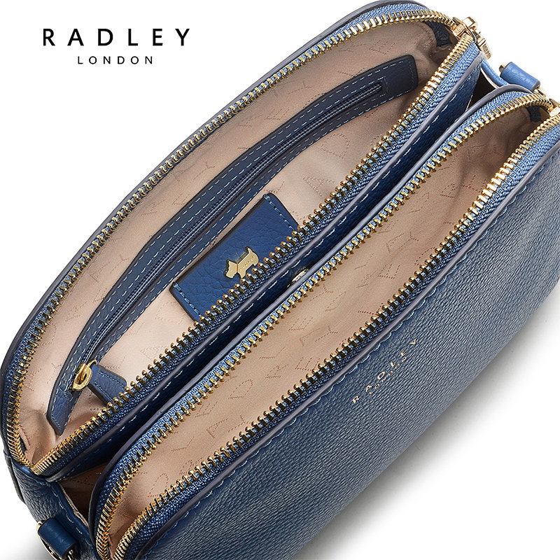 Radley英国奢品牛仔蓝牛皮斜挎包贝壳包荔枝纹理多层DUKES PLACE,淘宝优惠券,粉丝福利购,淘宝优惠卷