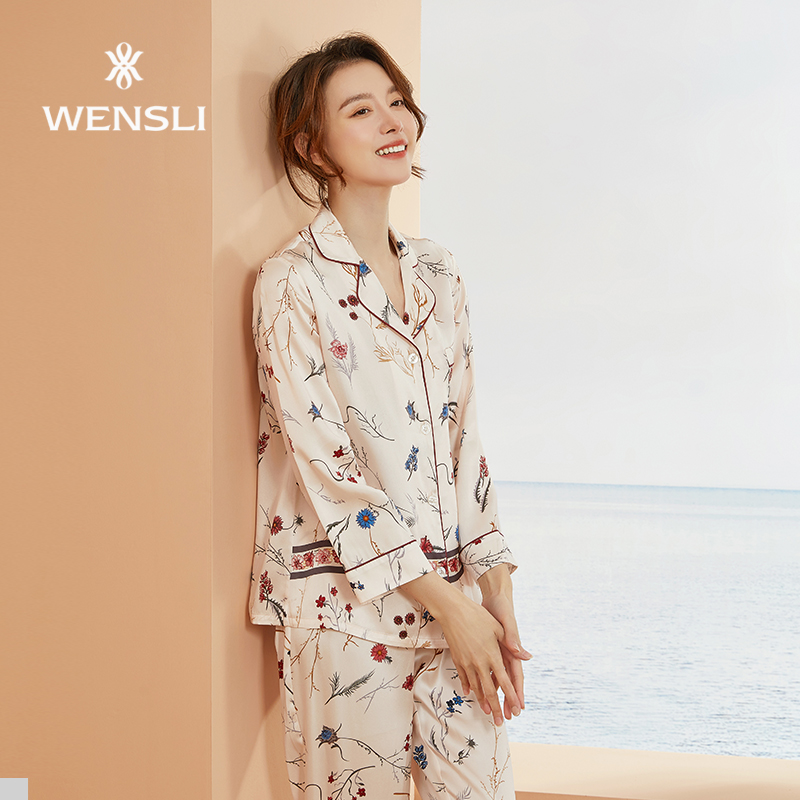 wensli /万事利女冬印花长袖睡衣 万事利内衣睡衣/家居服套装