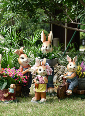 花园装饰庭院摆件卡通仿真小兔子