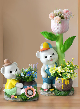 庭院装饰小熊花盆摆件