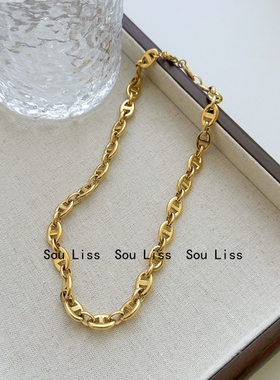 小众设计满圈猪鼻子钛钢项链女