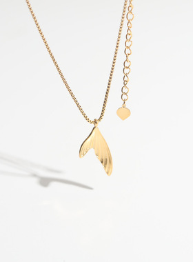 轻奢鱼尾吊坠钛钢项链女小众ins